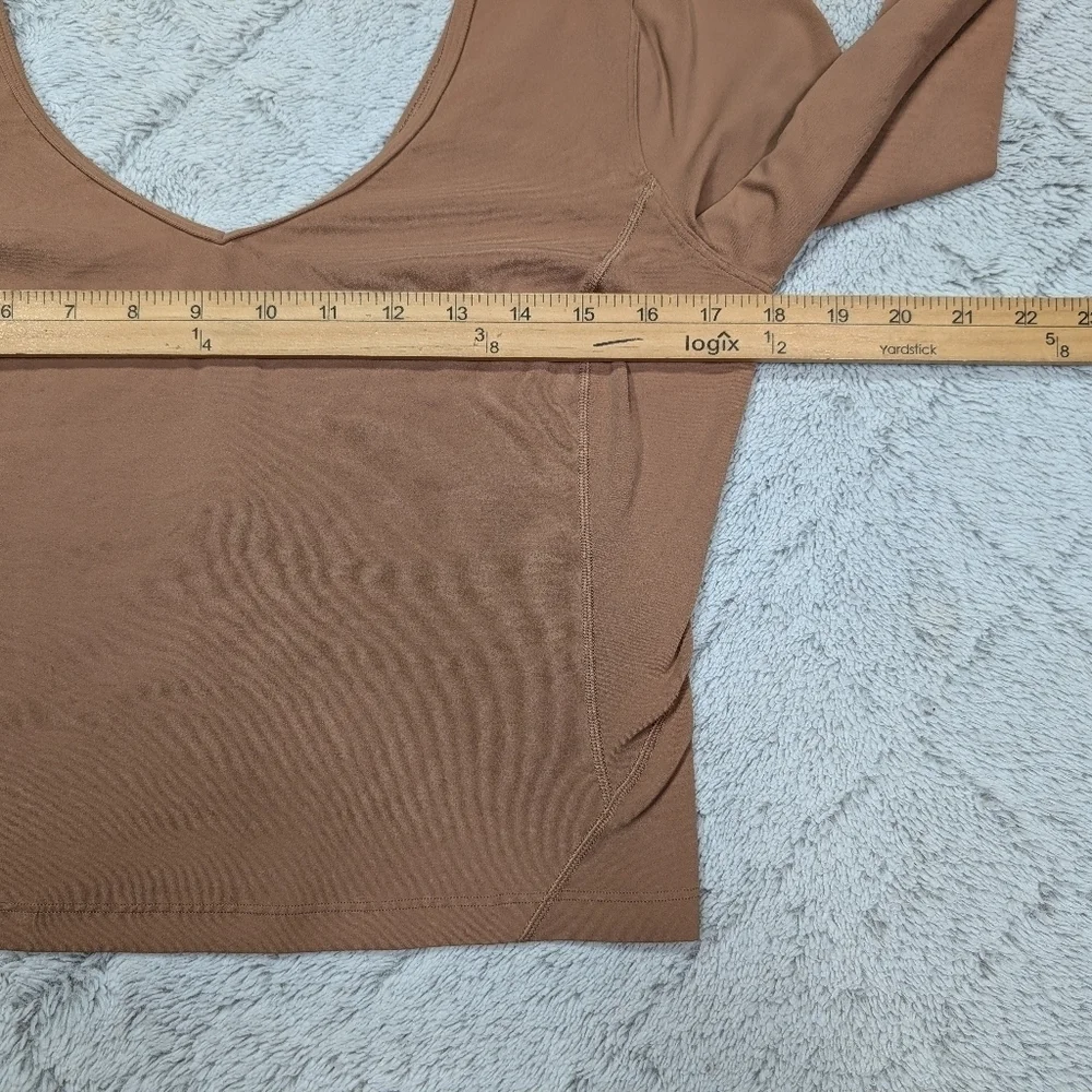 Lululemon Top Womens 10 Brown Dusty Clay Align Long Sleeve Crop Soft Nulu